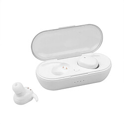 Chrono Casque Bluetooth 5.0 Casque de sport sans fil Bluetooth Avec microphone et boîtier de charge 24 heures Commande tactile IPX7 Étanche Couplage automatique(Blanc) 