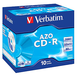 CD-R Verbatim CD-R AZO Crystal 700 MB (10 Unités) VERBATIM CD-R 700 Mo certifié 52x (pack de 10, boitier standard)