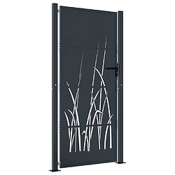 vidaXL Portail de jardin anthracite 105x180cm acier conception d'herbe