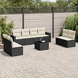 vidaXL Salon de jardin 9 pcs avec coussins noir résine tressée