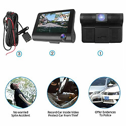 Avis Riff Enregistreur vidéo de voiture Full HD DVR G-Sensor avec 3 caméras et rétroviseur LCD 4'' Noir