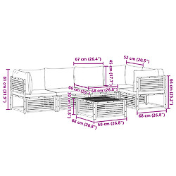 vidaXL Salon de jardin avec coussins 6 pcs bois d'acacia solide pas cher