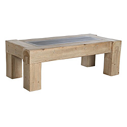 Pegane Table basse, table de salon rectangulaire en bois coloris naturel - longueur 140 x profondeur 70 x Hauteur 46 cm