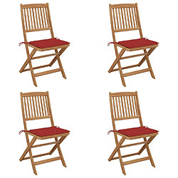 Maison Chic Lot de 4 Chaises pliables de jardin avec coussins - Fauteuil d'extérieur Bois d'acacia -MN52823