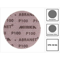 Mirka Disque Abranet diamètre 150 mm Grain 100 boîte de 50 