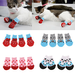 4 pcs chien chaussettes chien plancher chaussettes chaussettes chaussures antidérapant protecteur chaussettes s rouge pas cher