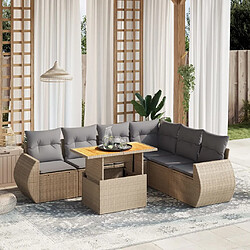 vidaXL Salon de jardin avec coussins 7 pcs beige résine tressée