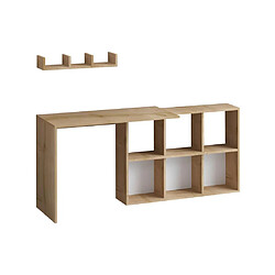 Avis Vente-Unique Bureau 6 niches avec étagère murale - Coloris : Naturel - KADONA