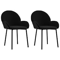 vidaXL Chaises à manger lot de 2 Noir Velours