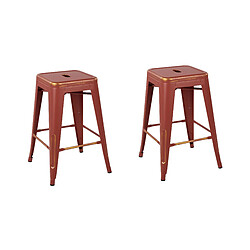 Beliani Tabouret de bar Set de 2 Métal Rouge CABRILLO