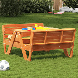 vidaXL Table de pique-nique pour enfants cire marron bois massif pin