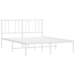 Maison Chic Lit adulte 150x200cm- Cadre de lit métal avec tête de lit pour chambre blanc -MN76272 pas cher