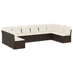 Maison Chic Salon de jardin 10 pcs avec coussins, Ensemble Tables et chaises d'extérieur marron résine tressée -GKD647068