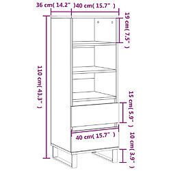 vidaXL Buffet haut Blanc brillant 40x36x110 cm Bois d'ingénierie pas cher