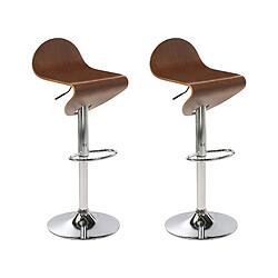 Beliani Tabouret de bar Set de 2 Bois foncé LIVERPOOL