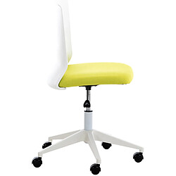 Decoshop26 Chaise de bureau sur roulettes moderne pivotante hauteur réglable plastique blanc et tissu jaune BUR10490