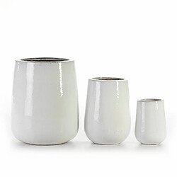 Set de pots de fleurs Thai Natura Blanc Grès Ø 38 cm Ø 54 cm 3 Pièces