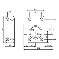 Verrou de sécurité à bouton pour porte de 36 à 40 mm Vachette V136