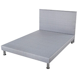 Ebac Sommier déco + tête + pieds SR9 Gris clair 160x200 - Lattes bois massif - H.13 cm