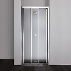 Kiamami Valentina PORTE COULISSANTE POUR DOUCHE EN NICHE STAR DE 90 CM AVEC 3 PAROIS EN VERRE TRANSPARENT 