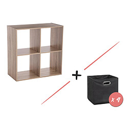 Five Simply Smart Étagère 4 cases Mix N' Modul Naturel + 4 boîtes anthracite - Five 