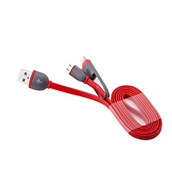 Wewoo Câble 1m 2 en 1 Lightning 8 broches & micro USB vers de données / chargeur USB, pour iPhone, iPad, Samsung, HTC, LG, Sony, Huawei, Lenovo, Xiaomi & autres smartphones rouge