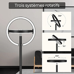 Lampadaire sur pied FIMEI avec Luminosité Réglable - Type de cercle Saturne adaptée à la lecture dans la chambre ou le salon - Noir