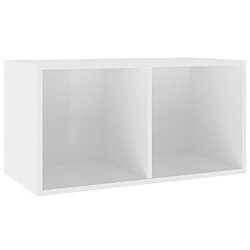 vidaXL Boîte de rangement de vinyles Blanc brillant 71x34x36 cm