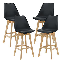 Helloshop26 Lot de 4 tabourets de bar plastique synthétique hêtre 105 x 48 x 58 cm noir 03_0008720 