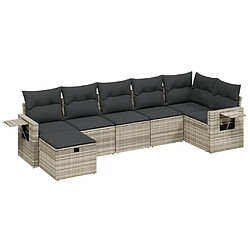 vidaXL Salon de jardin avec coussins 7 pcs gris clair résine tressée