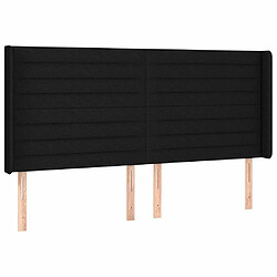 Maison Chic Tête de lit scandinave avec oreilles,meuble de chambre Noir 163x16x118/128 cm Tissu -MN46086