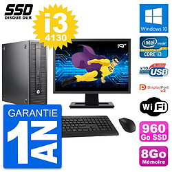 PC HP 600 G1 SFF Ecran 19" Intel Core i3-4130 RAM 8Go SSD 960Go Windows 10 Wifi · Occasion 