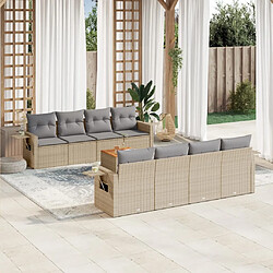 vidaXL Salon de jardin avec coussins 9 pcs beige résine tressée 