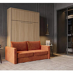 Inside 75 FIDJI SOFA lit escamotable façade érable canapé tissu orange 160*200 cm