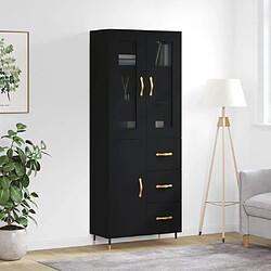 vidaXL Buffet haut Noir 69,5x34x180 cm Bois d'ingénierie