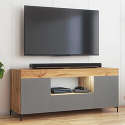 Selsey Meuble tv avec LED - GUSTO - 137 cm - lancaster / gris mat - style contemporain