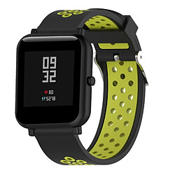 Wewoo Bracelet pour montre connectée Dragonne sport en silicone bicolore Xiaomi Huami Amazfit Bip Lite version 20 mm noir et jaune 