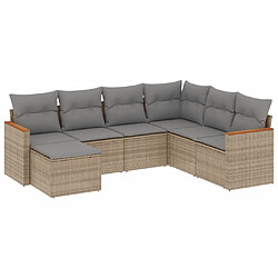 vidaXL Salon de jardin avec coussins 7pcs mélange beige résine tressée