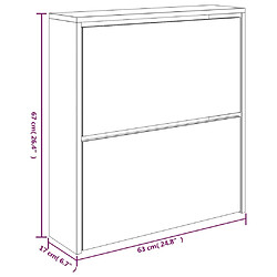 vidaXL Armoire à chaussures avec miroir à 2 niveaux Noir 63x17x67 cm pas cher