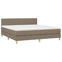 Avis vidaXL Sommier à lattes de lit avec matelas LED Taupe 160x200 cm Tissu