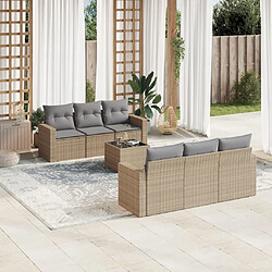 vidaXL Salon de jardin avec coussins 7 pcs beige résine tressée 