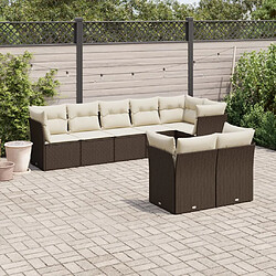 vidaXL Salon de jardin 8 pcs avec coussins marron résine tressée 