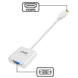 Adaptateur Vidéo HDMI Mâle vers VGA Femelle 1080P LinQ Blanc pas cher