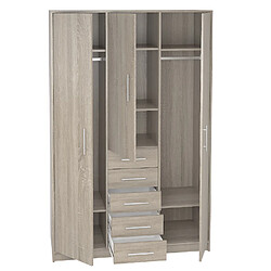 Pegane Armoire placard / meuble de rangement coloris Chêne Cortez - Hauteur 200 x Longueur 130 x Profondeur 50 cm