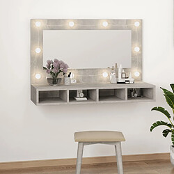 vidaXL Armoire à miroir avec LED Gris béton 90x31,5x62 cm