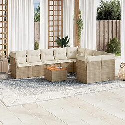 Maison Chic Salon de jardin avec coussins 10 pcs | Ensemble de Table et chaises | Mobilier d'Extérieur beige résine tressée -GKD60352