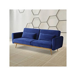 Habitat Et Jardin Canapé Clic Clac en velours Donia - 203 x 81 x 83 cm - 3 places - Bleu foncé