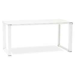 Alterego Bureau droit design 'XLINE' en verre blanc - 160x80 cm XLINE