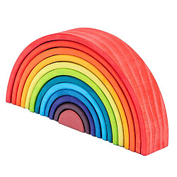 12x En Bois Arc-en-ciel Blocs Arc Empilage Emboîtement Enfants Main-oeil Puzzle Jouet C pas cher