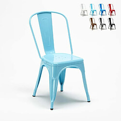 Ahd Amazing Home Design Chaise Tolix industrielle en acier et métal pour cuisine et bars Steel One, Couleur: Turquoise